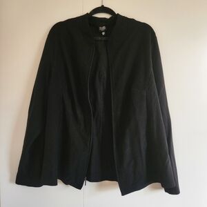 Eileen Fisher Ribbed Knit Zip Jacket Black Plus 2X | Minimalist Organic Layering